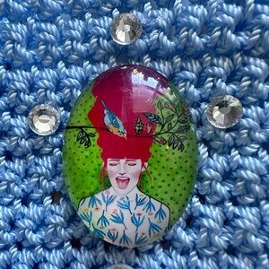 Hand Knits 2 Love a crochet Necklace Pouch Cabochon Beads Designer Gift Boho Hip